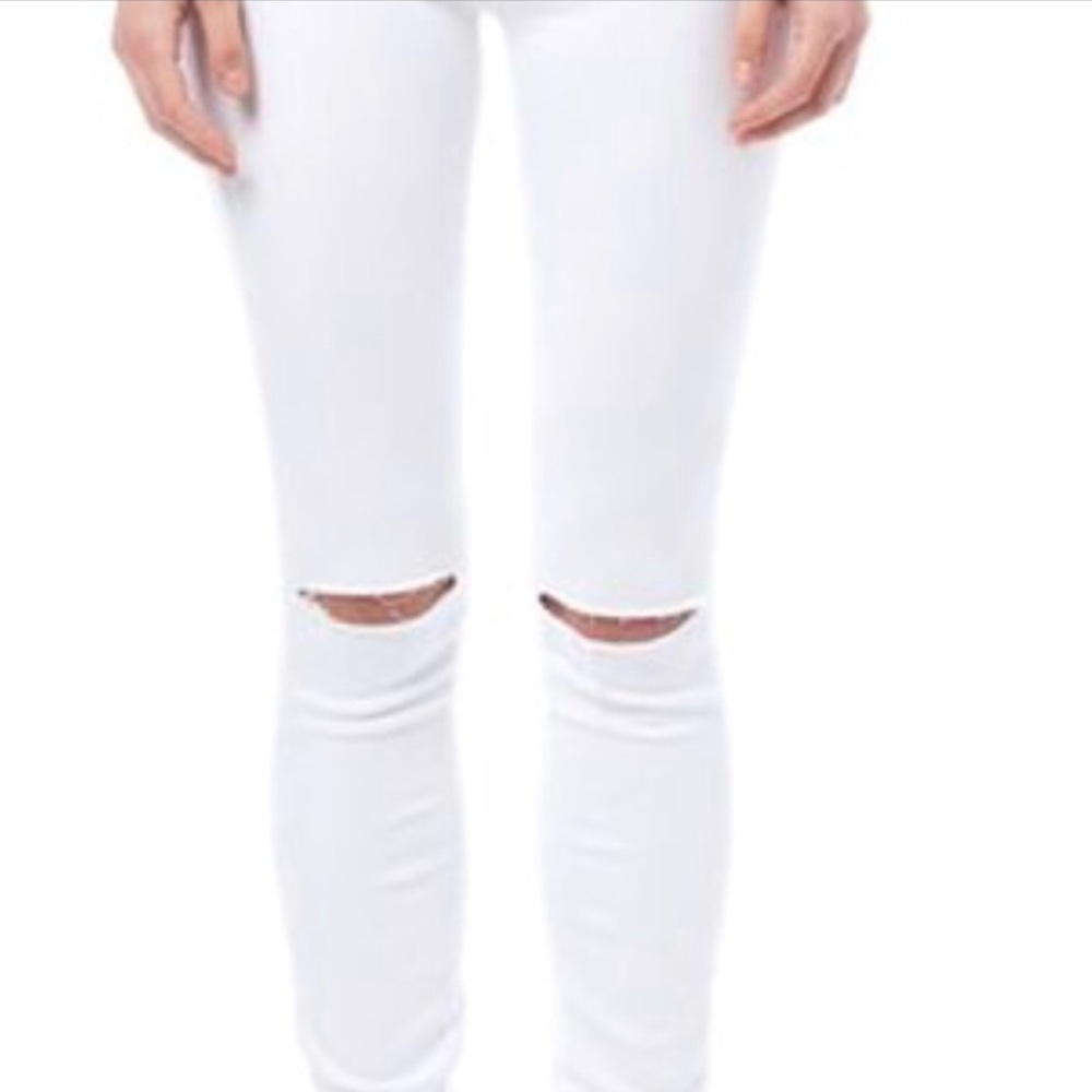 Paige white distressed denim jeans